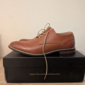 Bruno Marc Tan Leather Derby Shoes